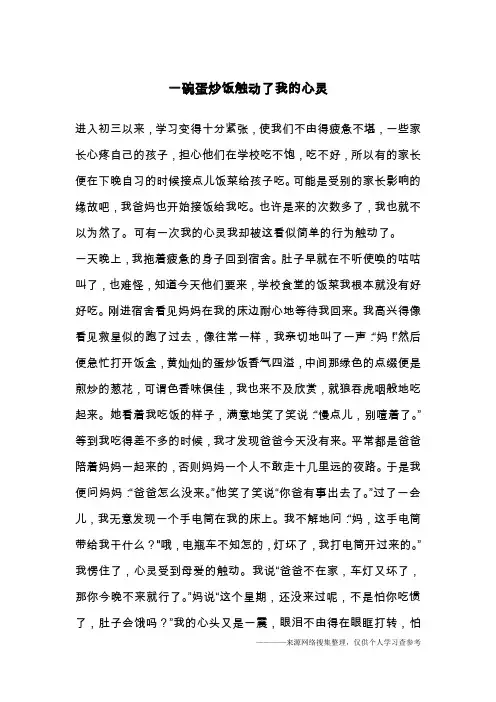 一碗蛋炒饭触动了我的心灵