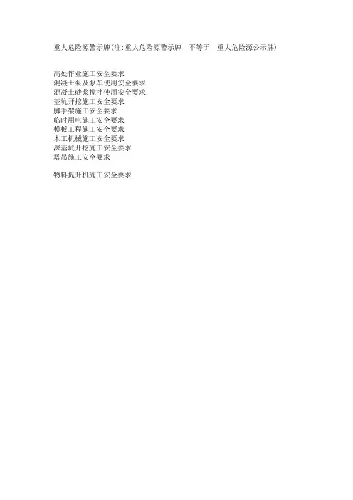 重大危险源警示牌