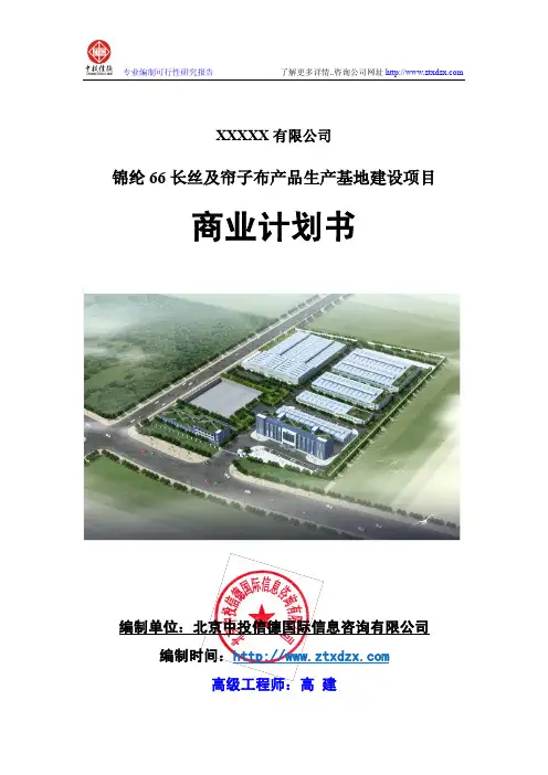 锦纶66长丝及帘子布产品生产基地建设项目商业计划书
