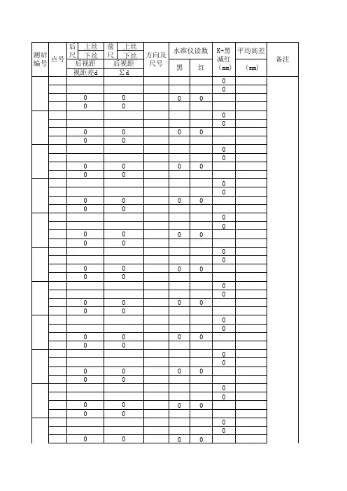 三四等水准测量记录表 2