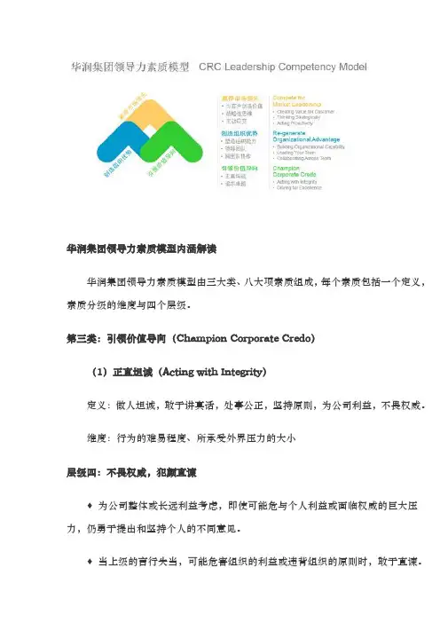 华润集团领导力素质模型内涵解读