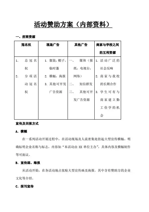 活动赞助方案
