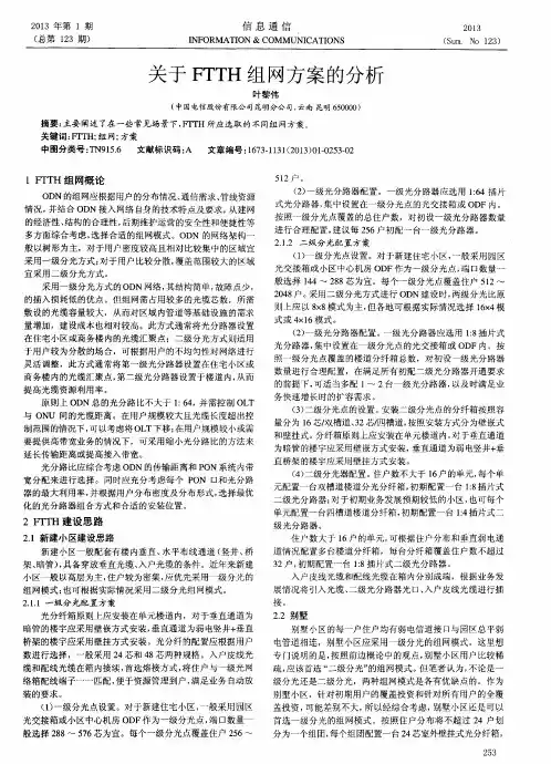 关于FTTH组网方案的分析