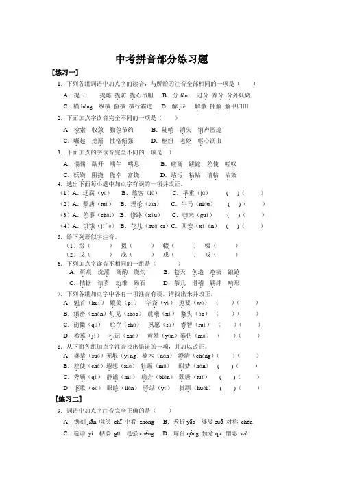中考拼音部分练习题