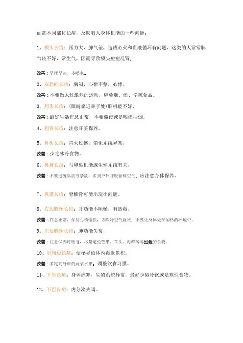 面部不同部位长痘