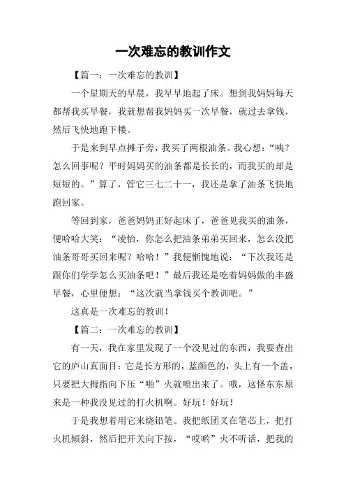 一次难忘的教训作文