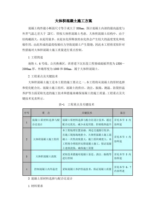 大体积混凝土施工方案 2