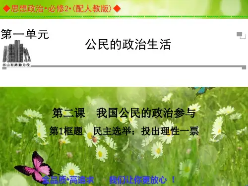 金版学案高中政治必修二 同步辅导与检测课件：第二课 第1框题《民主选举：投出理性一票》