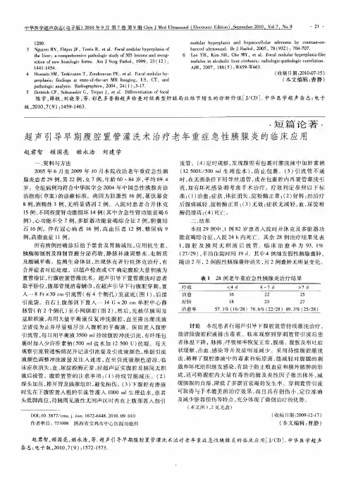 超声引导早期腹腔置管灌洗术治疗老年重症急性胰腺炎的临床应用