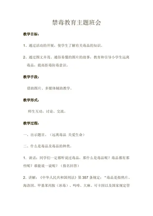 禁毒教育主题班会