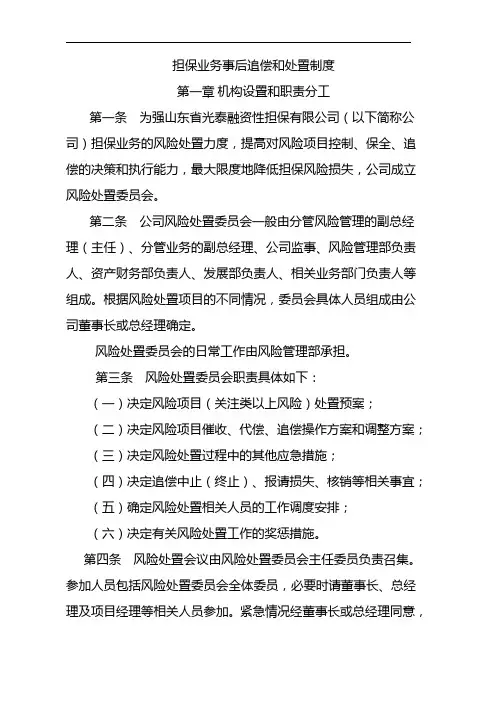 担保公司事后追偿和处置制度