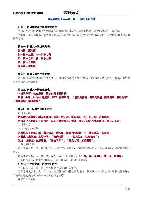 中医内科主治医师考试总结