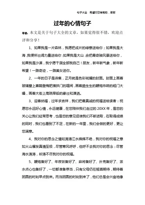 过年的心情句子