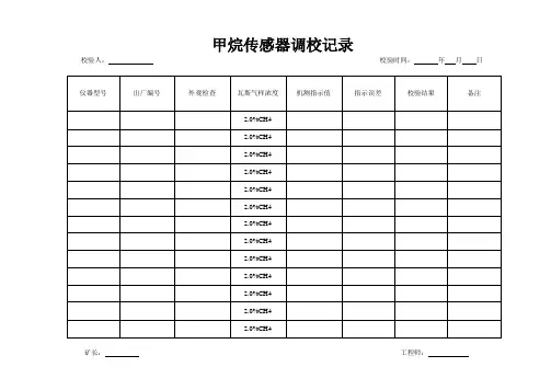 甲烷传感器调校纪录表以及标准气样的规定