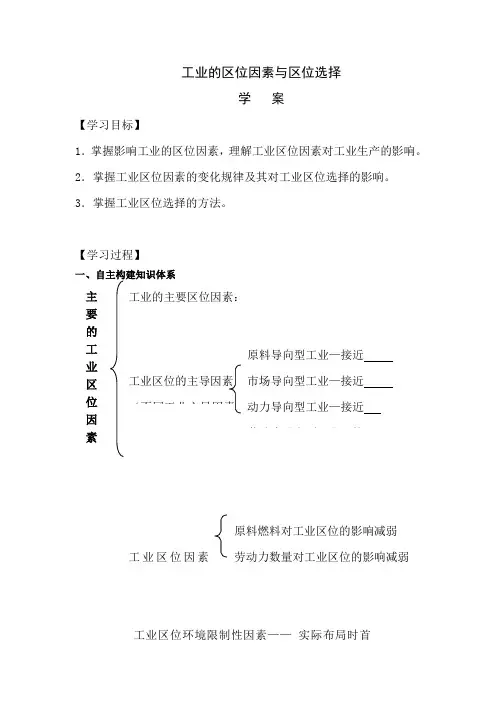 高一地理工业的区位因素与区位选择