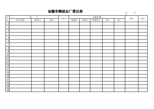 运输车辆进出厂登记表
