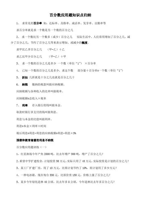 百分数应用题知识点归纳