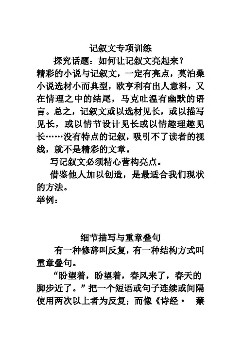 细节描写巧用示例