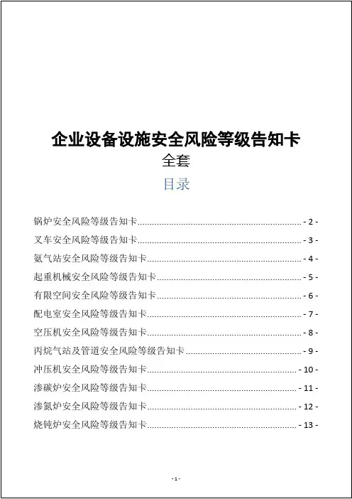 企业设备设施安全风险等级告知卡全套