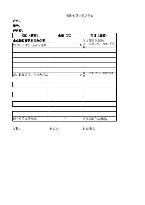 银行余额调节表