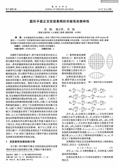 圆形平面正交双层索网的非线性自振特性