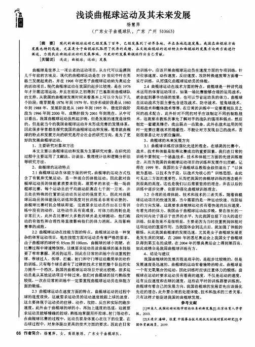 浅谈曲棍球运动及其未来发展