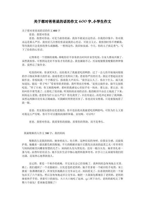 关于想对爸爸说的话的作文600字_小学生作文
