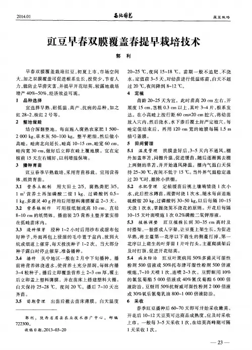 豇豆早春双膜覆盖春提早栽培技术