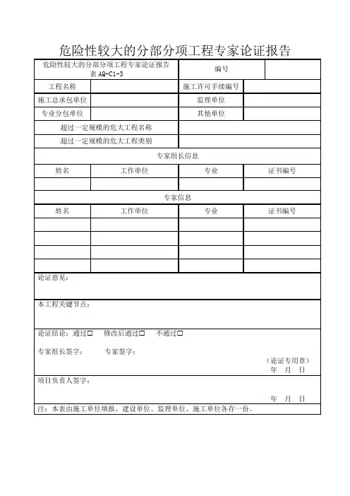 危险性较大的分部分项工程专家论证报告