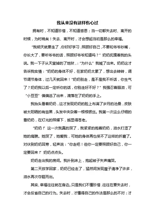 初二作文：我从来没有这样伤心过作文600字