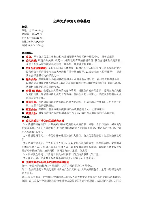 公共关系学复习内容整理