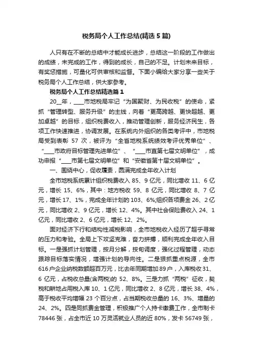 税务局个人工作总结（精选5篇）