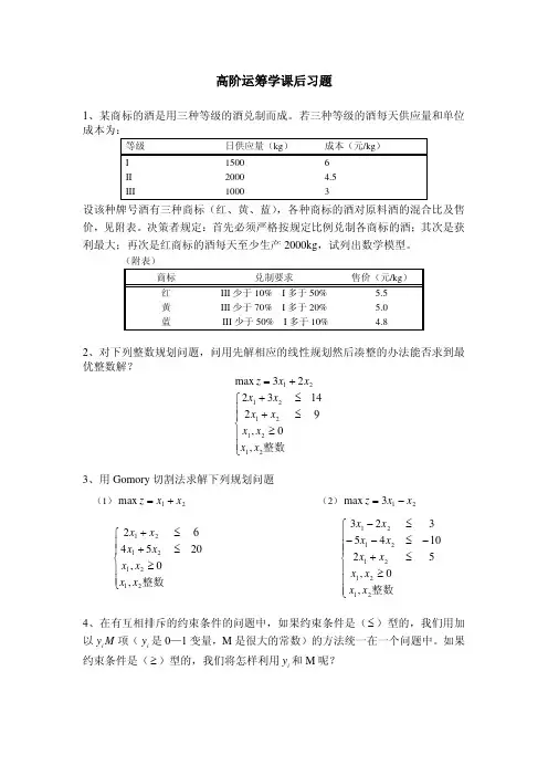 安泰经济与管理学院《高阶运筹学》第1次课后作业