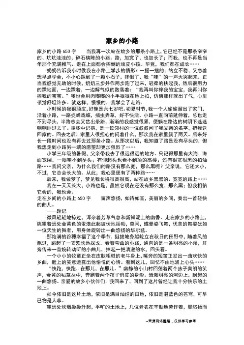家乡的小路_二年级作文