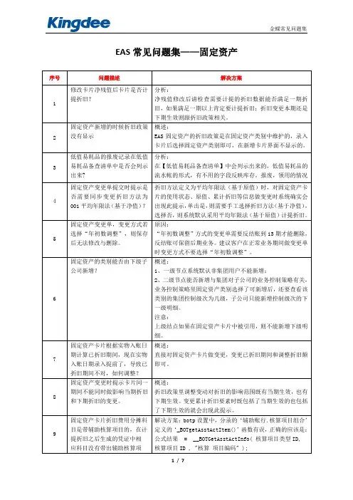 12固定资产常见问题集