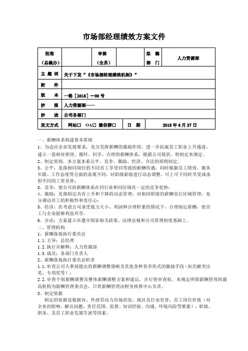 教培行业市场部绩效业绩提成方案