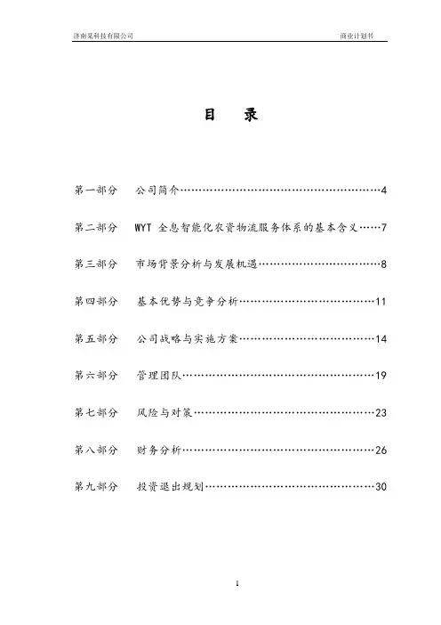 某科技有限公司商业计划书