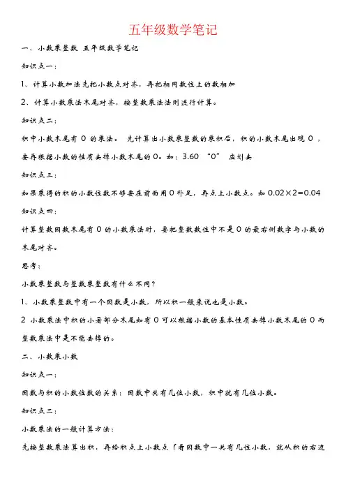【强烈推荐】五年级数学笔记