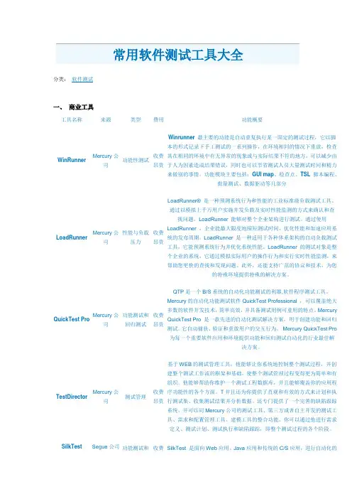 常用软件测试工具汇总