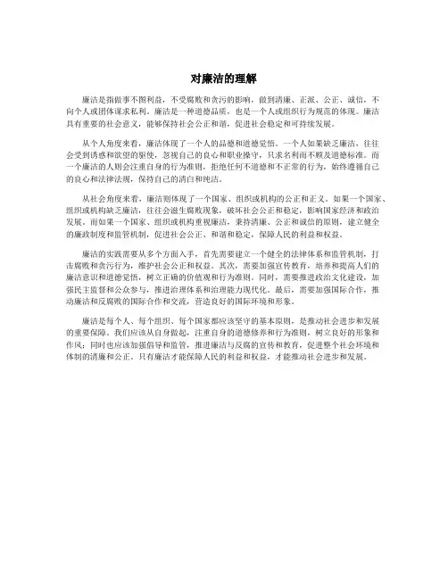 对廉洁的理解