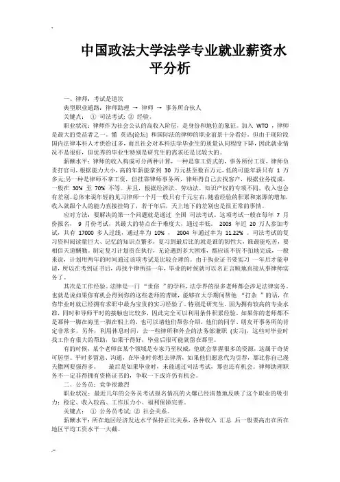 中国政法大学法学专业就业薪资水平分析