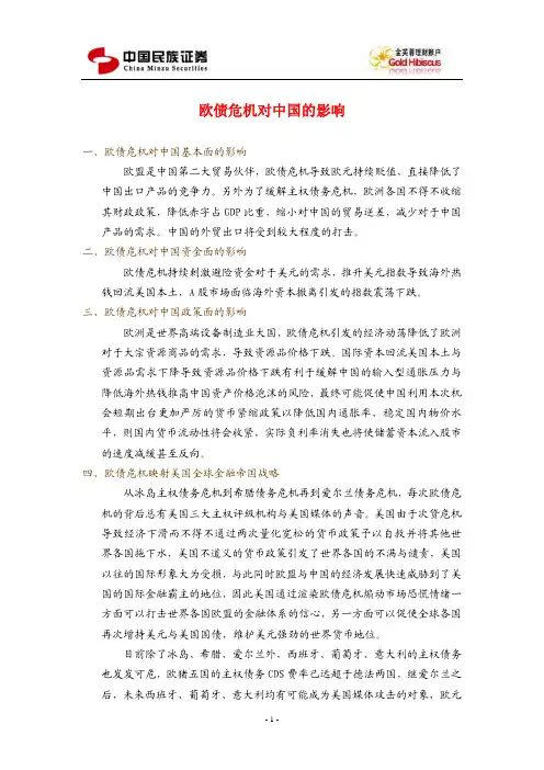 欧债危机对中国的影响2010-11-8