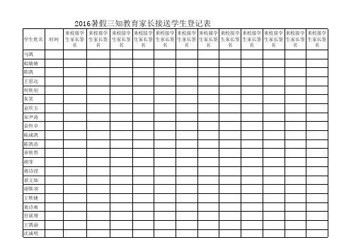 家长接送学生登记表