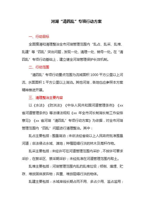 河湖“清四乱”专项行动方案