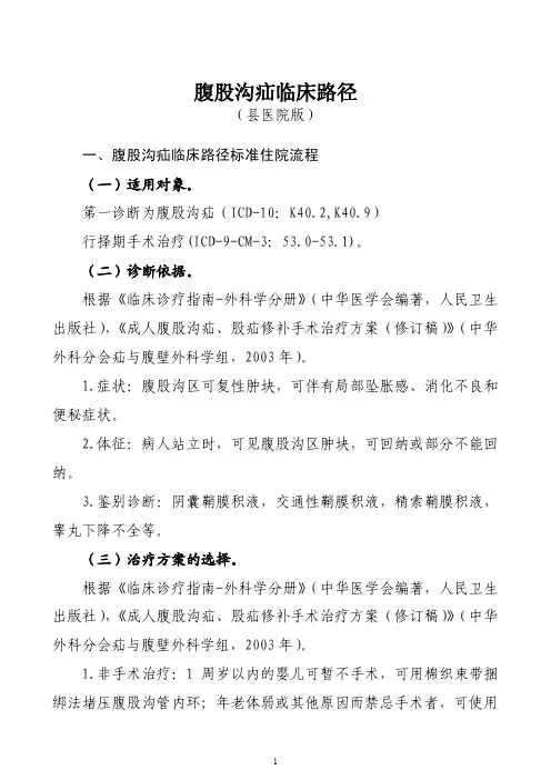 外科10个病种县医院版临床路径