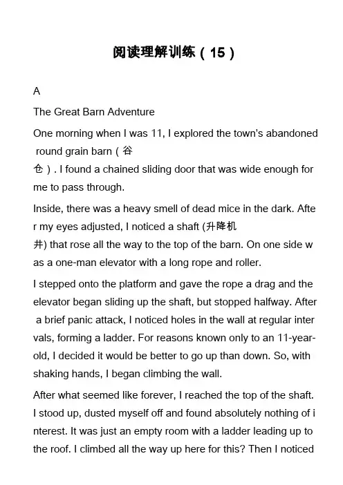 高中英语真题-阅读理解训练(15)