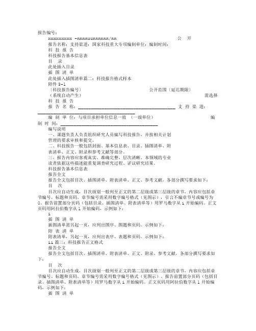科技报告格式