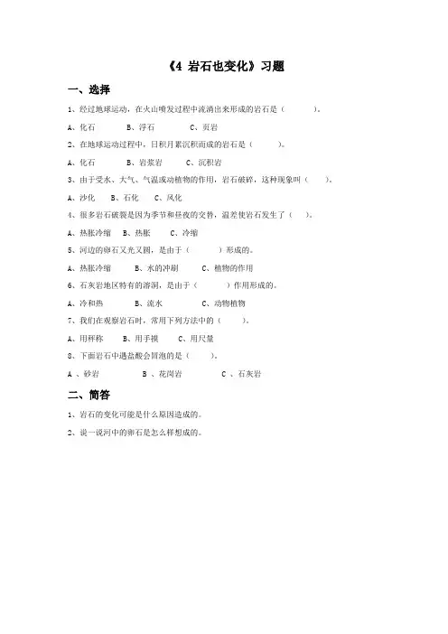 《4 岩石也变化》习题2