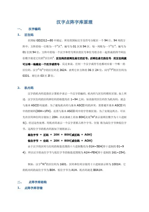 汉字点阵字库原理