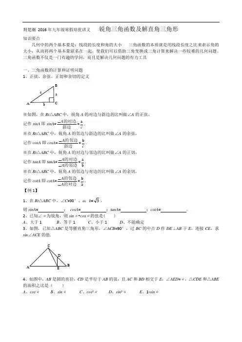 锐角三角函数与解三角形